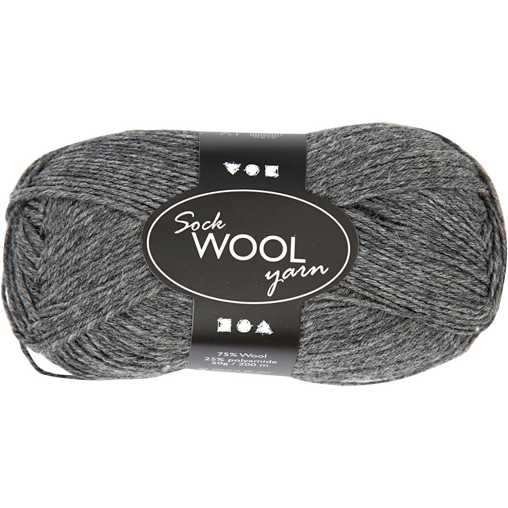 Creativ Company Sockenwolle, L: 200 m, dunkelgrau, 50 g 1 Knäuel