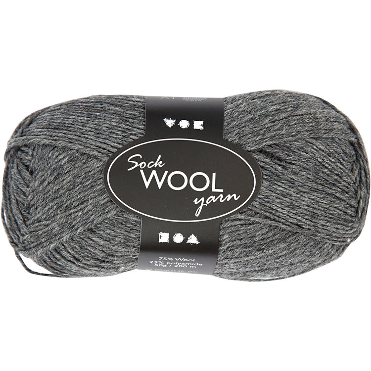 Creativ Company Sockenwolle, L: 200 m, dunkelgrau, 50 g 1 Knäuel