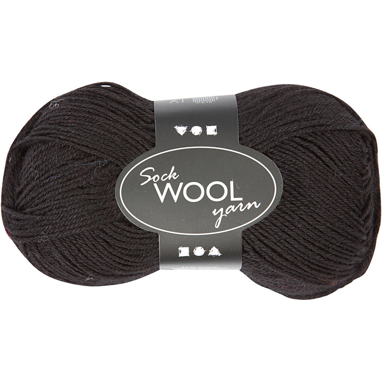 Creativ Company Sockenwolle, L: 200 m, Schwarz, 50 g 1 Knäuel