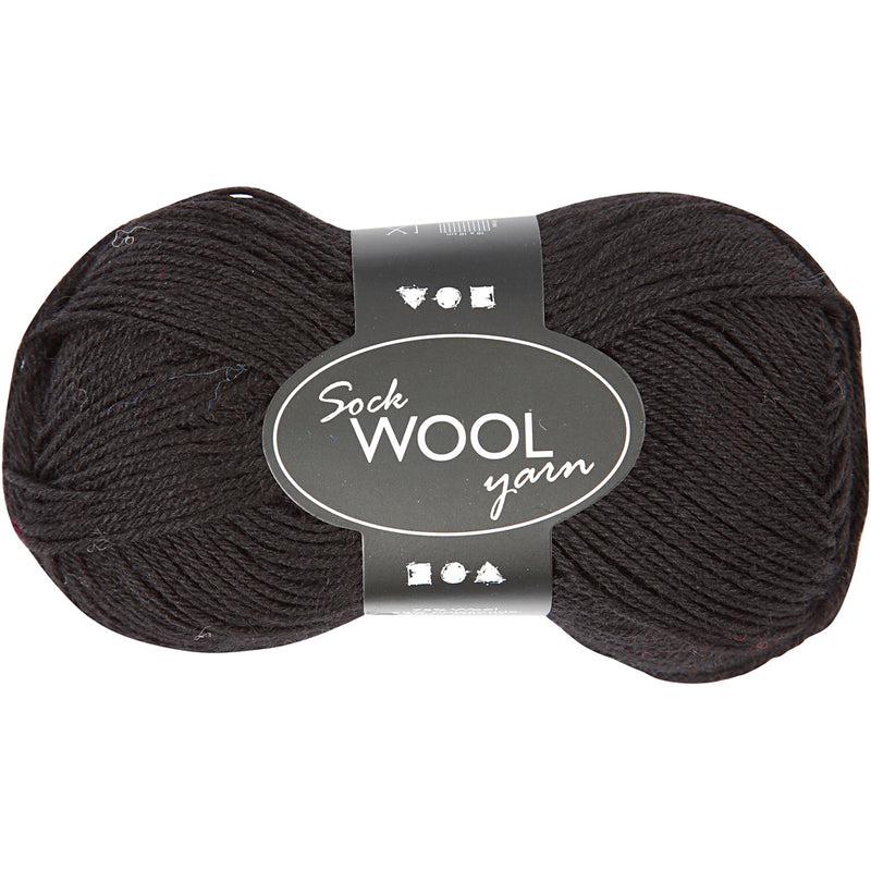 Creativ Company Sockenwolle, L: 200 m, Schwarz, 50 g 1 Knäuel