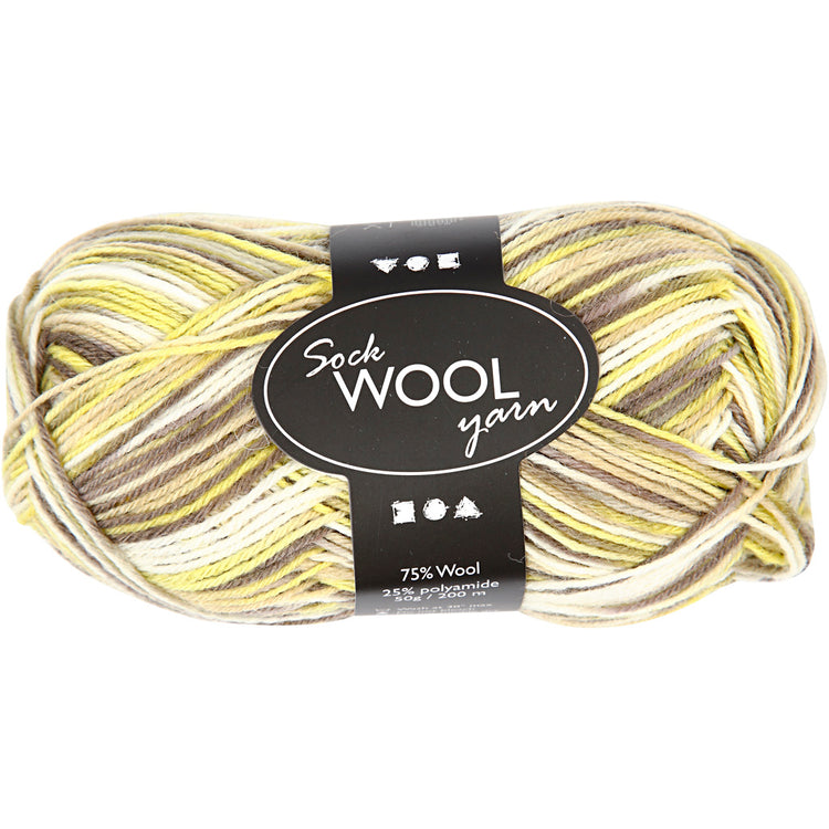 Creativ Company Sockenwolle, L: 200 m, grün, gelb, 50 g 1 Knäuel
