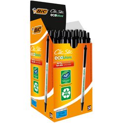 Kugelschreiber Bic Clic Stic + Druckknopf schwarz