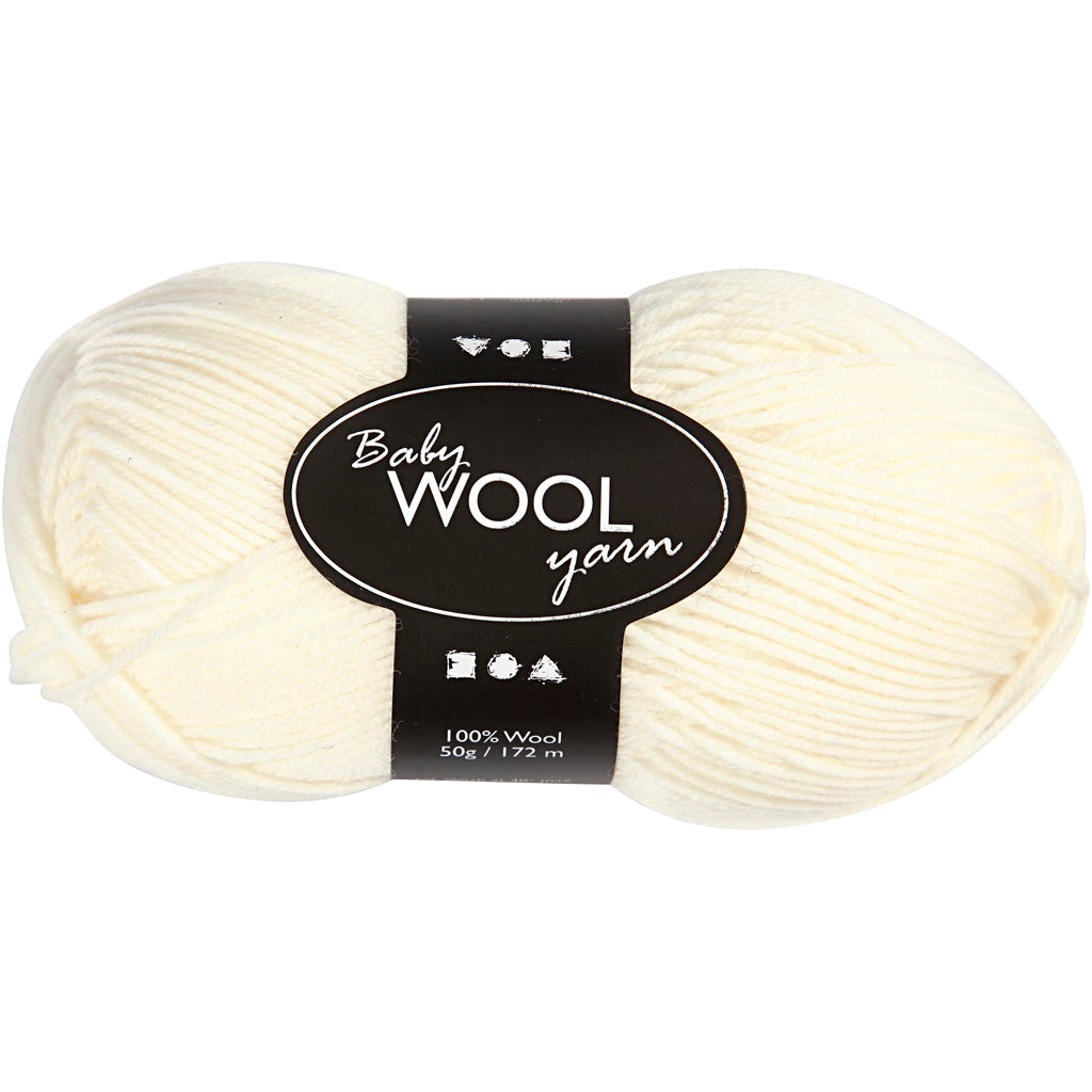 Creativ Company Babygarn, L: 172 m, Creme, 50 gr 1 Knäuel