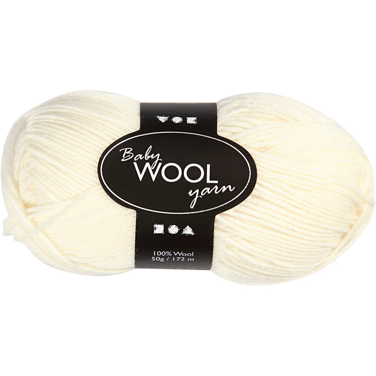 Creativ Company Babygarn, L: 172 m, Creme, 50 gr 1 Knäuel