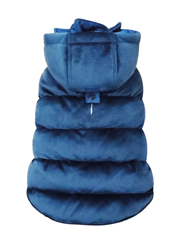 Croci Hundemantel Velveteen Blau ausgekleidet