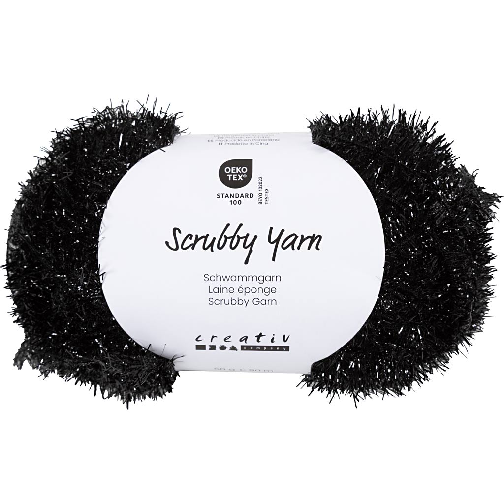 Creativ Company Schleifschwammgarn, L: 90 m, schwarz, 50 g 1 Knäuel