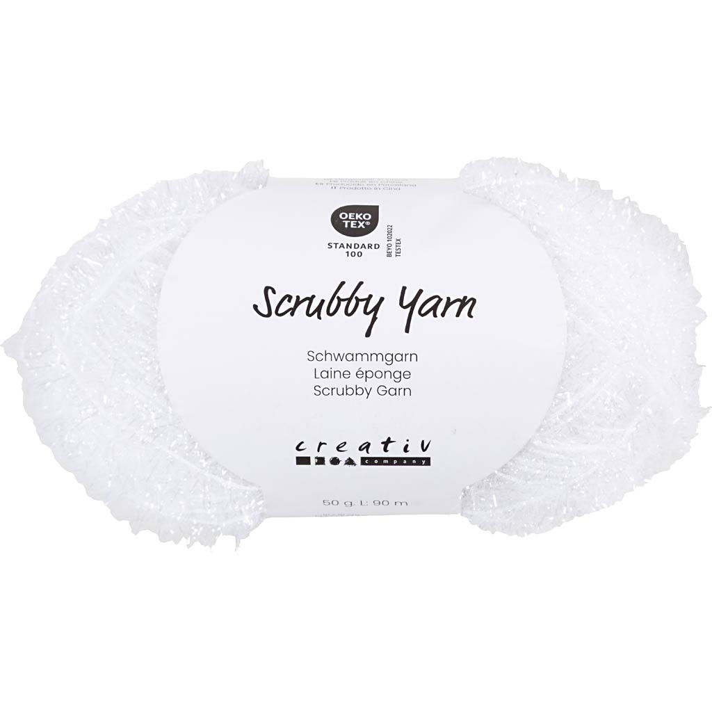 Creativ Company Schleifschwammgarn, L: 90 m, weiß, 50 g 1 Knäuel