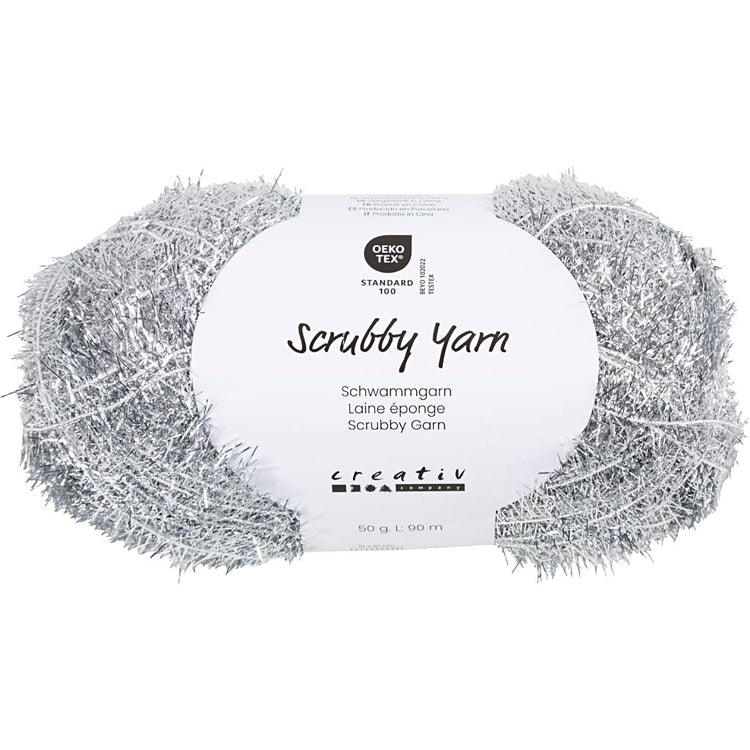 Creativ Company Schleifschwammgarn, L: 90 m, Silber, 50 g 1 Knäuel