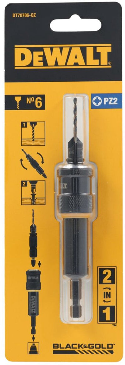 Dewalt DT70786 Flip-Drive: Vorbohrer, Senker Nr. 6 + Schraubbit PZ2 + Halter