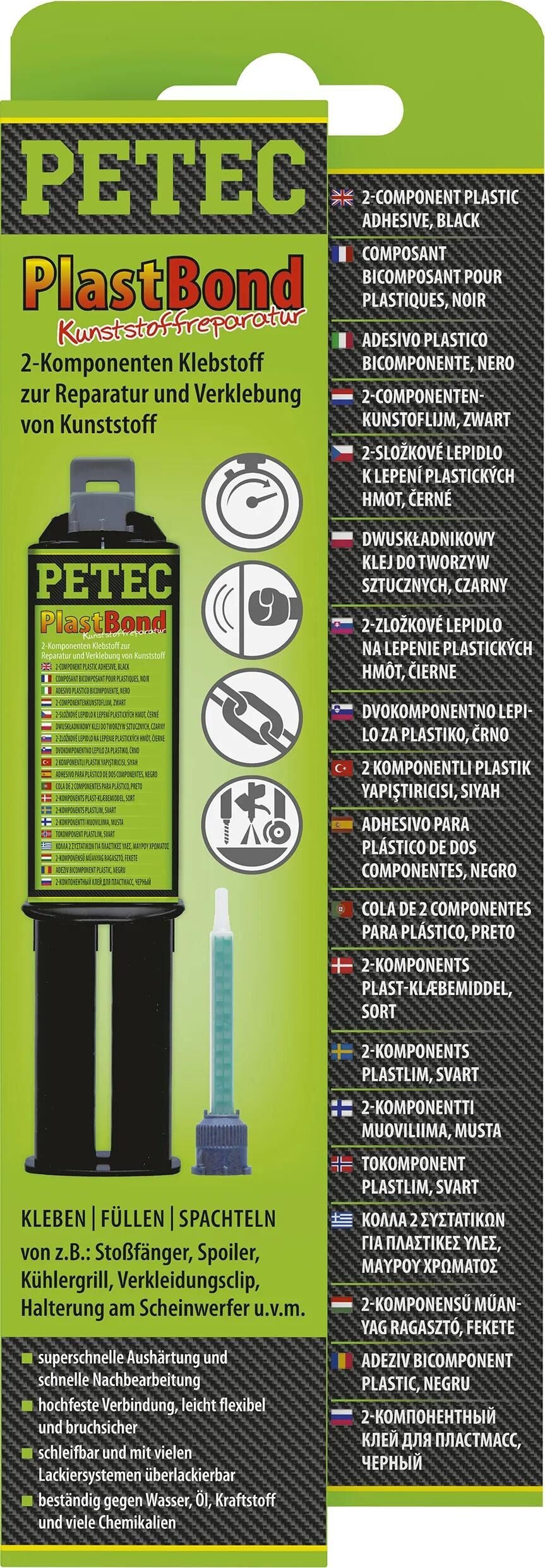 Petec 2K Adhesive Plastbond 24ml Double Syringe