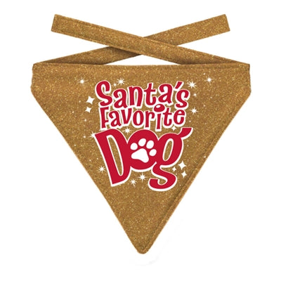 Viele Geschenke Weihnachten Bandana Santa Lieblingshund Glitzer Gold