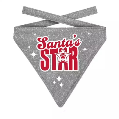 Viele Geschenke Weihnachten Bandana Santa's Star Glitter Silber