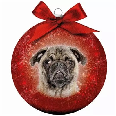 Viele Geschenke Weihnachtskugel Frosted Mops Red rot