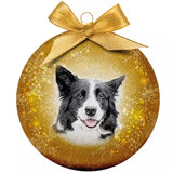 Viele Geschenke Weihnachtsball Frosted Border Collie Geel - afbeelding 1