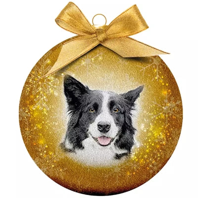 Viele Geschenke Weihnachtsball Frosted Border Collie Geel