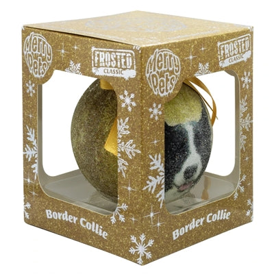 Viele Geschenke Weihnachtsball Frosted Border Collie Geel
