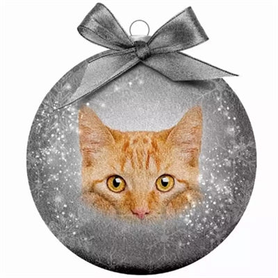 Viele Geschenke Weihnachtskugel Frosted Red Cat Grey