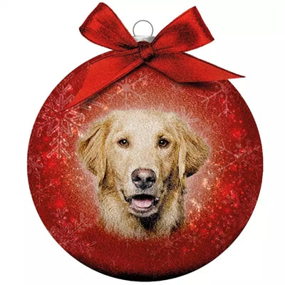 Viele Geschenke Weihnachtsball Frosted Golden Retriever rot