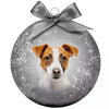 Viele Geschenke Weihnachtskugel gefrostet Jack Russel Silber