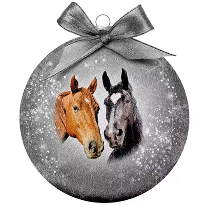 Viele Geschenke Weihnachtskugel Frosted Horse Silber