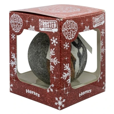 Viele Geschenke Weihnachtskugel Frosted Horse Silber