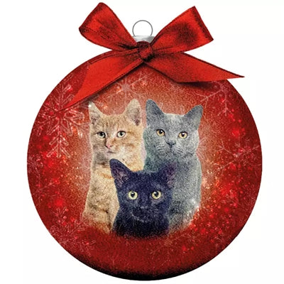 Viele Geschenke Weihnachtskugel gefrostete Katzen rot