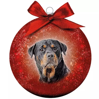 Viele Geschenke Weihnachtskugel Frosted Rottweiler Rot