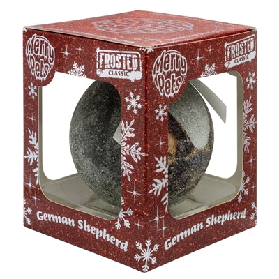 Viele Geschenke Weihnachtskugel gefrosteter deutscher Schäferhund Silber
