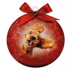Viele Geschenke Weihnachtskugel gefrosteten verrückten Hund rot