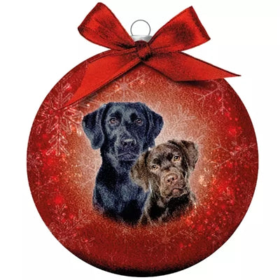 Viele Geschenke Weihnachtskugel gefrostet Labradors rot
