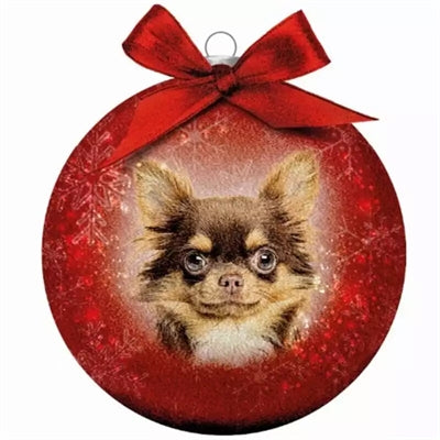Viele Geschenke Weihnachtskugal gefrostet Chihuahua rot