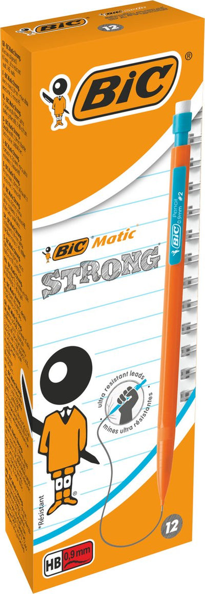 Bic matic starke 0,9 mm HB-Druckbleistifte – verschiedene Gehäusefarben – Schachtel mit 12 Stück
