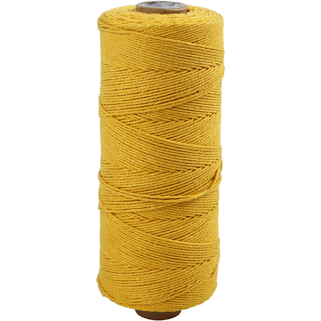 Creativ Company Makrameeschnur, L: 315 m, Stärke 1 mm, dünne Qualität 12 12, gelb, 220 gr 1 Knäuel