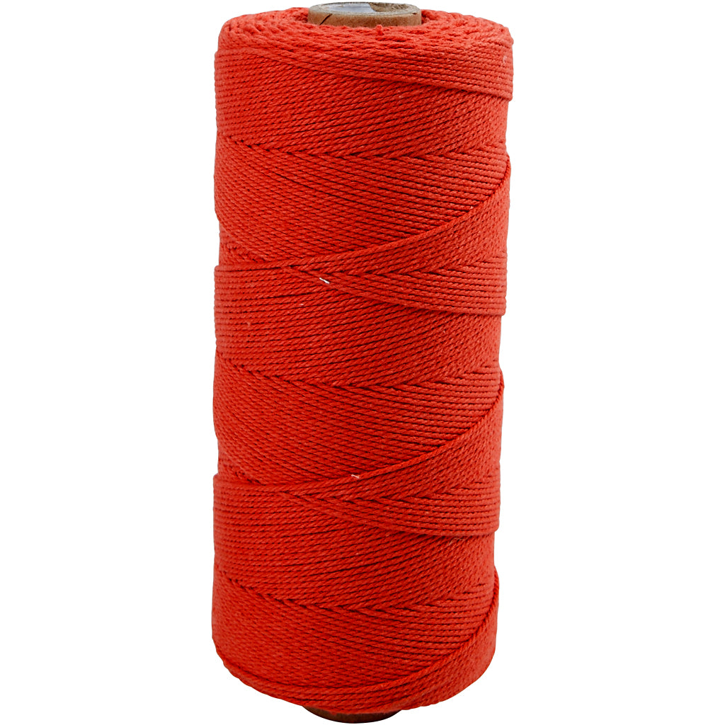 Creativ Company Makrameeschnur, L: 315 m, Stärke 1 mm, dünne Qualität 12 12, rot, 220 gr 1 Knäuel