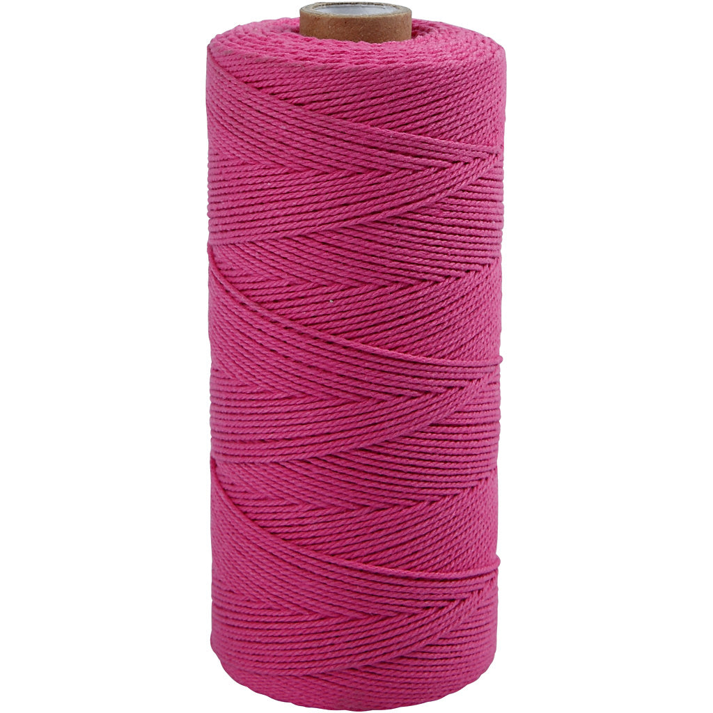 Kreativfirma Macramé Cord, L: 315 m, Dicke 1 mm, dünne Qualität 12 12, rosa, 220 g 1 Ball
