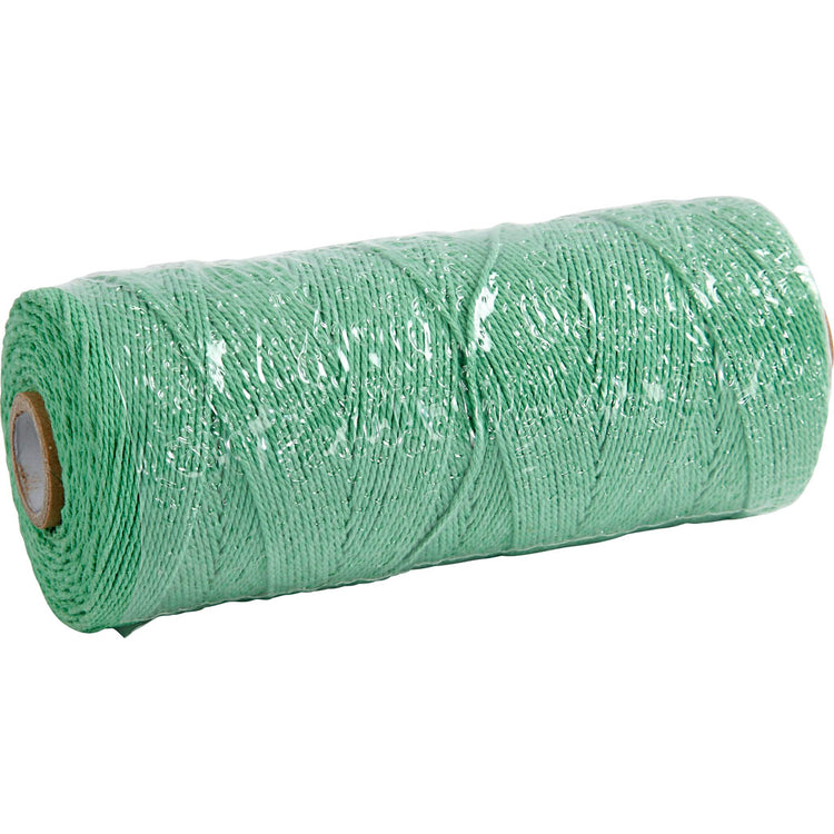Creativ Company Makrameeschnur, L: 315 m, Stärke 1 mm, dünne Qualität 12 12, hellgrün, 220 gr 1 Knäuel