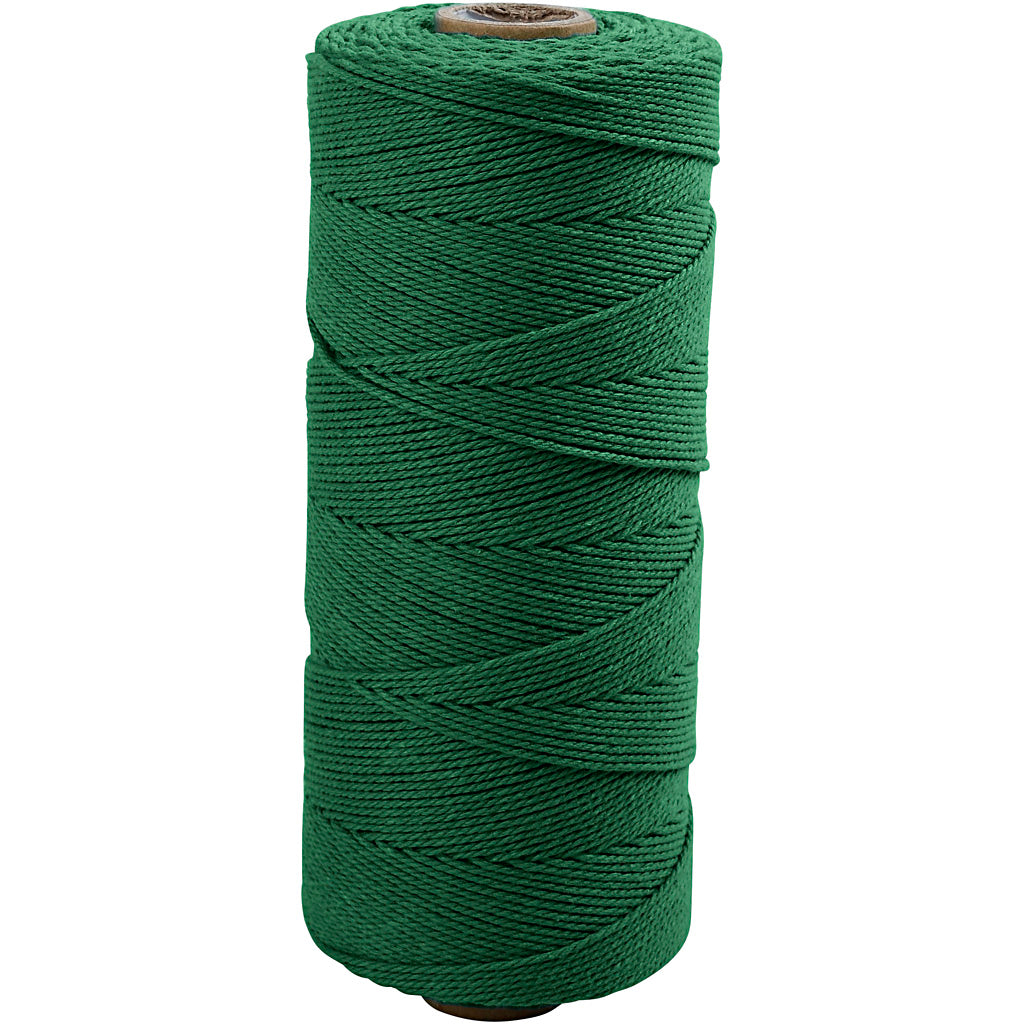 Kreativfirma Macramé Cord, L: 315 m, Dicke 1 mm, dünne Qualität 12 12, grün, 220 g 1 Ball