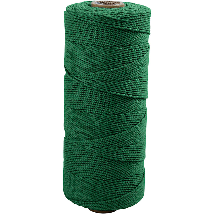 Kreativfirma Macramé Cord, L: 315 m, Dicke 1 mm, dünne Qualität 12 12, grün, 220 g 1 Ball