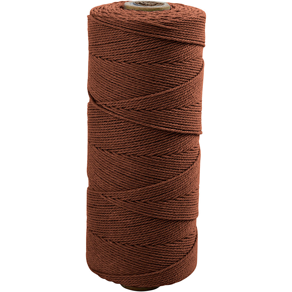 Kreativfirma Macramé Cord, L: 315 m, Dicke 1 mm, dünne Qualität 12 12, braun, 220 g 1 Ball