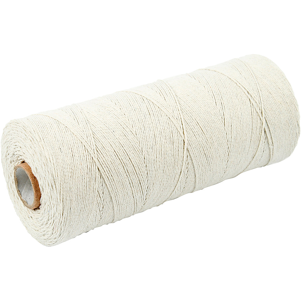Creativ Company Baumwollgarn, L: 700 m, extra dünne Qualität 12 6, ca. 1 mm, hell natur, 250 gr 1 Knäuel