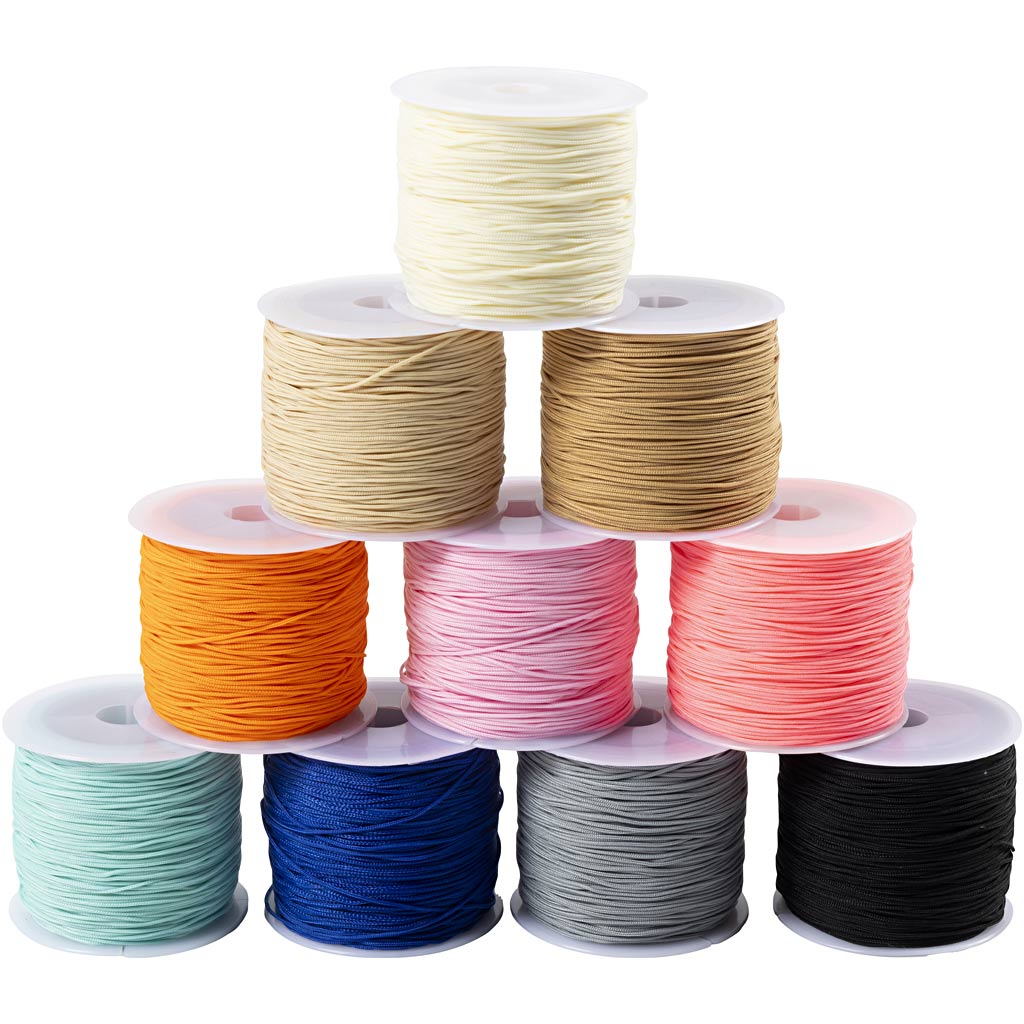 Creativ Company Polyesterschnur, Stärke 0,6 mm, bunt, 10x50 m 1 Karton
