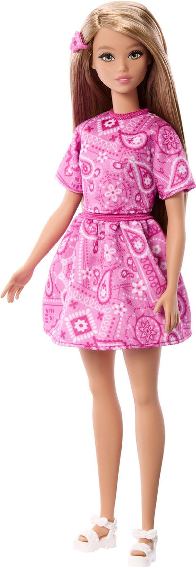 Barbie-Fashionistas-Stil – Puppe mit rosa Paisley-Rock und blonden Haaren