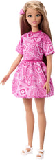 Barbie-Fashionistas-Stil – Puppe mit rosa Paisley-Rock und blonden Haaren
