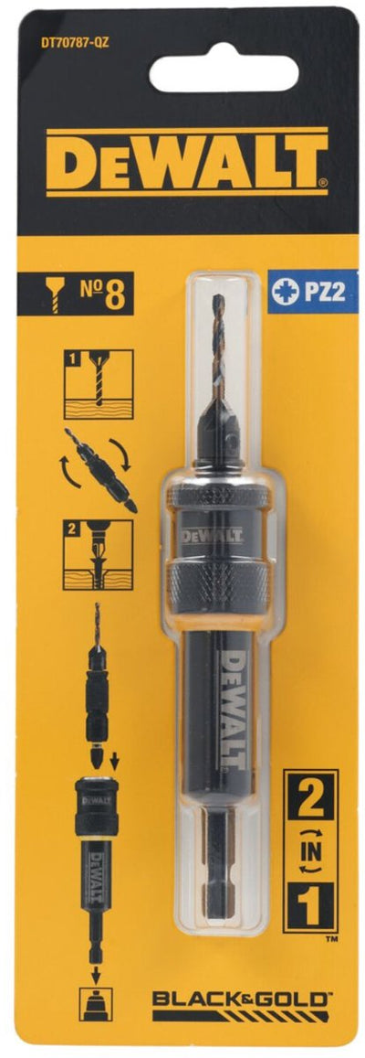 Dewalt DT70787 Flip-Drive: Vorbohrer, Senker Nr. 8 + Schraubbit PZ2 + Halter
