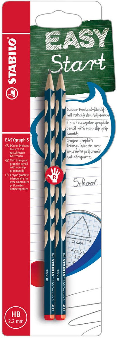 Stabilo easygraph s – ergonomischer Graphitstift – Rechtshänder – Härtegrad HB – Benzin – 2 Stück