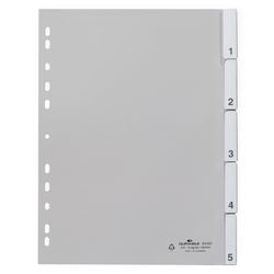 Robuste Blanko-Registerkarten, A4, grau, 5 Register, PP (Polypropylen), rechteckig, 11 Löcher, 6