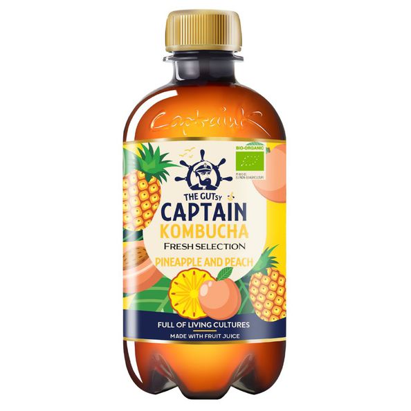 The Mutty Captain Kombucha, frische Ananas, Pfirsich, Bio (12 x 400 ml) (Kugel)