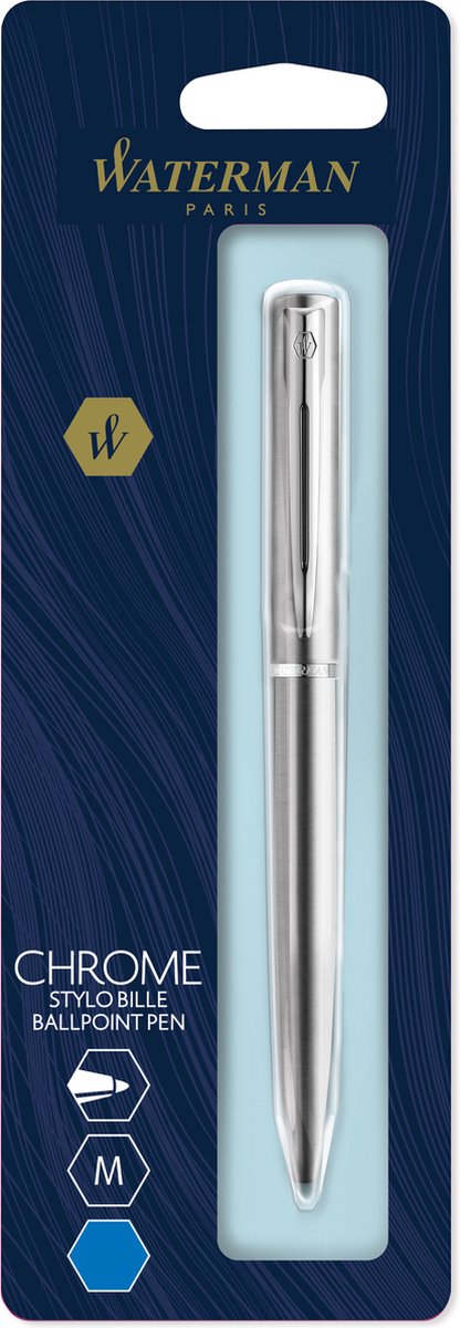 Waterman Allure Kugelschreiber | Chrom | mittlerer Punkt | blaue Tinte