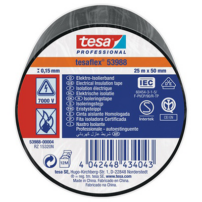 Tesa Isolierband schwarz 50mm 25mtr | 4 Stück