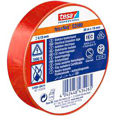 Tesa Professional 1064505 – Tesa 53988 Elektronik-Isolierband 20 m 19 mm rot | 10 Stück